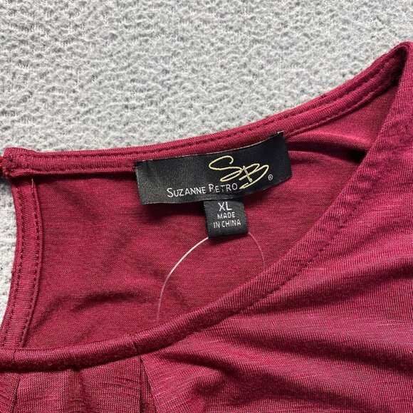 Suzanne Betro Shirt Top Women Size XL 3/4 Sleeve Relaxed,Pleated Front,Soft - Picture 11 of 12